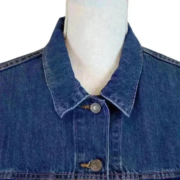 Levi's Premium Jean Jacket Waterless Technology w/Embroidered Message Size Small - Picture 9 of 9